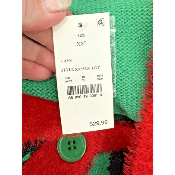 NEW 33 Degrees Women's XXL Green Red Cat Lover Ugly Christmas Sweater Party - Picture 9 of 15